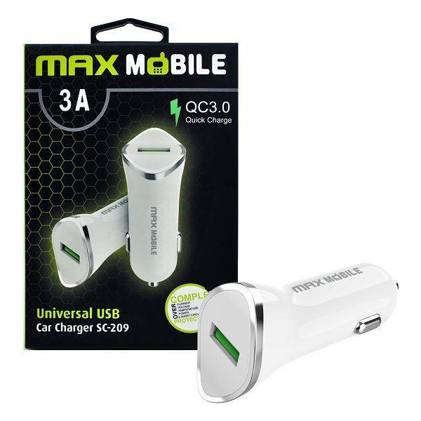 MAXMOBILE AUTO ADAPTER USB SC-209 QC 3.0,18W QUICK CHARGE 3A bijeli, 3858892939864