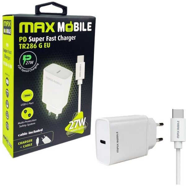 MAXMOBILE KUĆNI PUNJAČ PD SUPER FAST CHARGE Set 2U1 TYPEC+KABEL, TR-286W