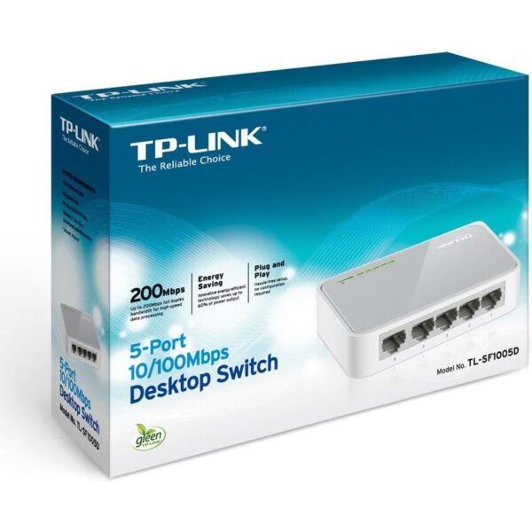 TP-Link 5-port Unmanaged mini Desktop Switch, 5×10/100M RJ45 ports, Plastic case, TL-SF1005D - Slika 2