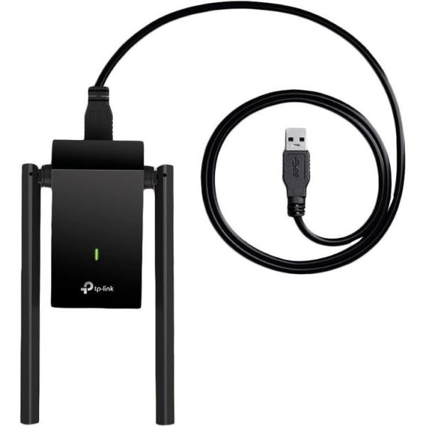 AC1300Mbps Dual-band High-Gain wireless USB adapter, 867Mbps at 5G and 400Mbps at 2.4G, two high gain antennas, USB 3.0, USB extension cable, support wave 2 MU-MIMO, Archer T4U Plus