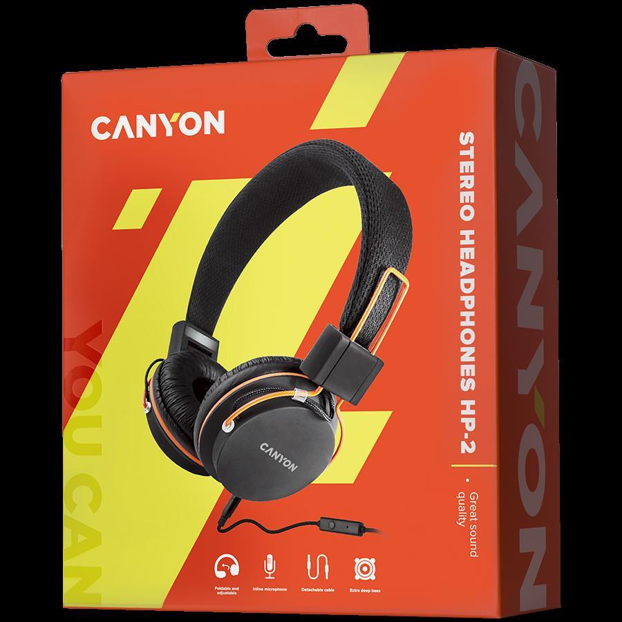 Slušalice Canyon CNE-CHP2 headphones, detachable cable with microphone, foldable, black, CNE-CHP2 - Slika 3