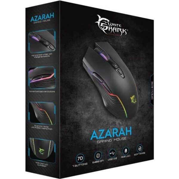 Gaming miš White Shark GM-5003 AZARAH RGB crni 6400dpi, AZARAH