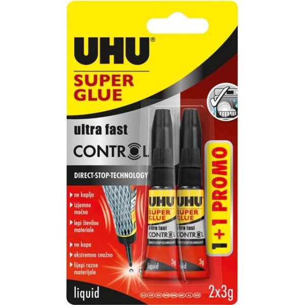 Ljepilo trenutačno 3g Super glue(cianoakrilat) UHU 40755 blister, 000000224