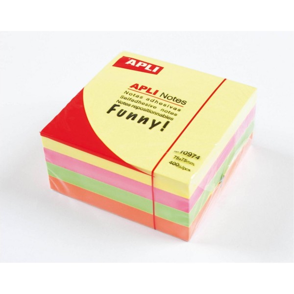 Blok Apli samoljepljiv kocka 75x75mm boja intenzivna 400L, 10974