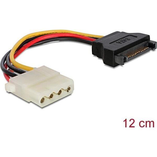 Kabel DELOCK, 15pin SATA (M) na 4pin Molex (Ž), naponski, interni, 0.12 m, 60115