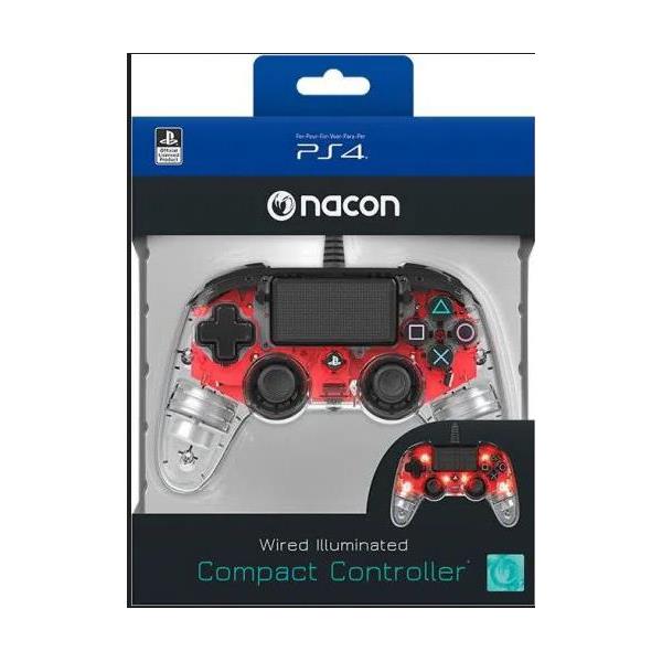 Bigben PS4 Nacon Compact Light Wired Controller prozirno-crveni, PS4OFCPADCLRED