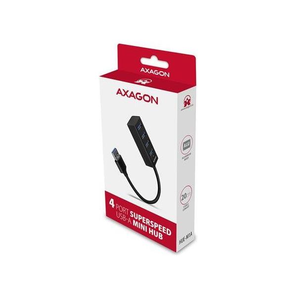 AXAGON HUE-M1A 4x USB3.2 Gen 1 Mini Hub, metal, 20cm USB-A cable - Slika 2