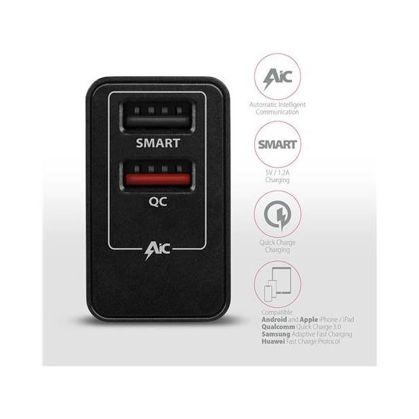 AXAGON ACU-QS24 zidni punjač 1x USB-A QC 3.0 i 1x 1,2A, 24W, crni, ACU-QS24 - Slika 4