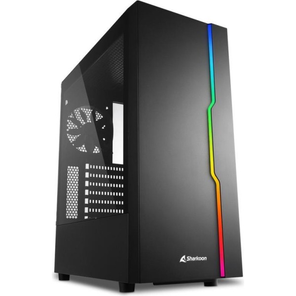 Sharkoon RGB SLIDER Midi Tower ATX kućište, prozirna bočna stranica, stražnji ventilator 120mmi, bez napajanja, crno, 4044951029846