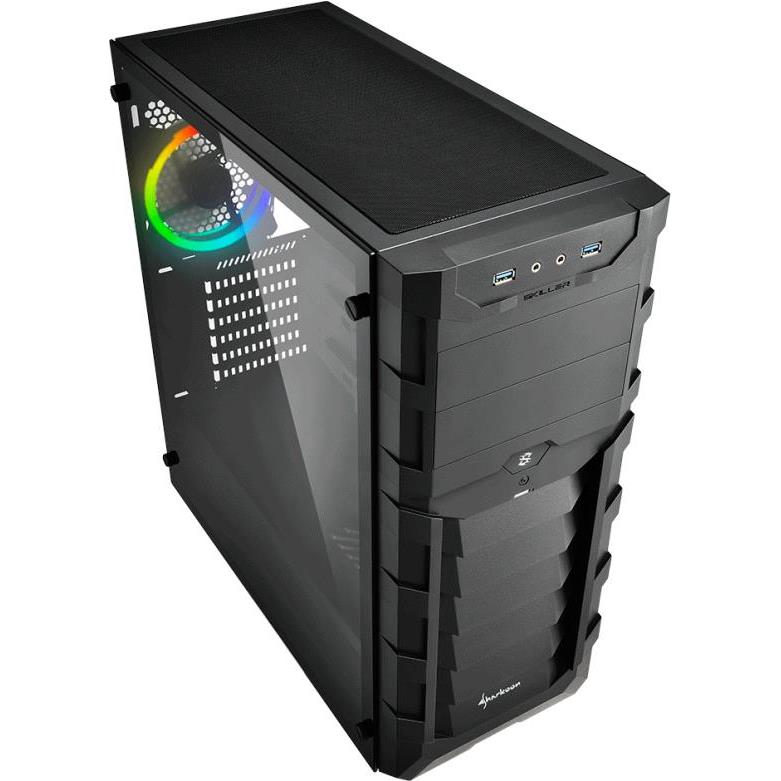 Sharkoon Skiller SGC1 RGB Midi Tower ATX kućište, prozirna bočna stranica, bez napajanja, crno, 4044951026586