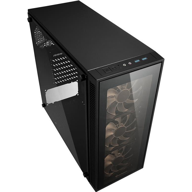 Sharkoon TG4 Midi Tower ATX kućište, bez napajanja, prozirna prednja/bočna stranica, crveni LED, crno, 4044951026647 - Slika 2
