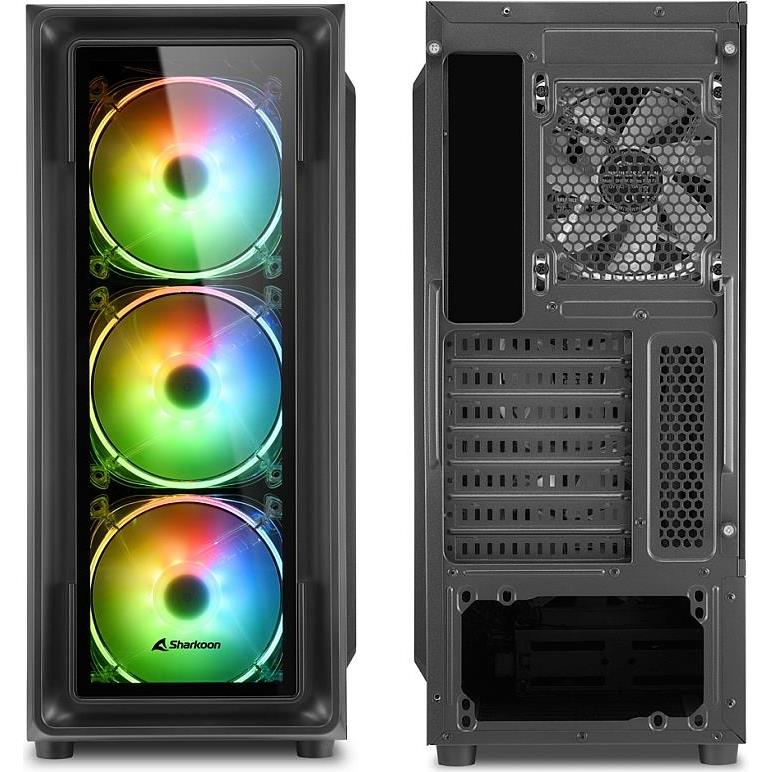 Sharkoon TK4 RGB Midi Tower ATX kućište bez napajanja, prozirna bočna stranica, prednji/stražnji ventilatori 4×120mmi, crno, 4044951030187 - Slika 2