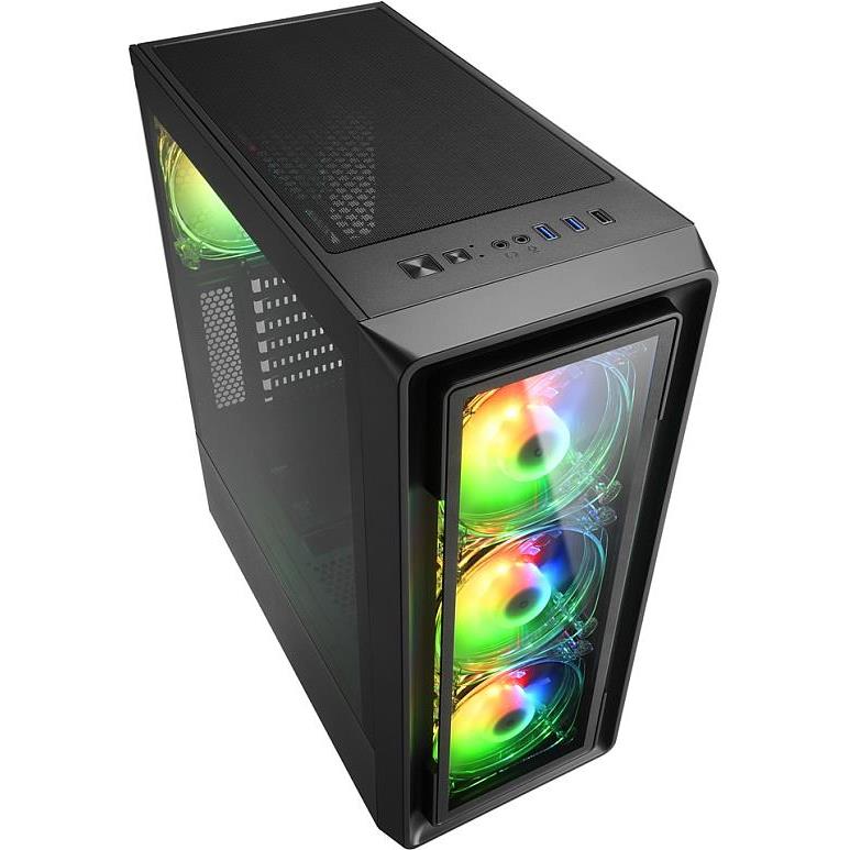 Sharkoon TK4 RGB Midi Tower ATX kućište bez napajanja, prozirna bočna stranica, prednji/stražnji ventilatori 4×120mmi, crno, 4044951030187 - Slika 3