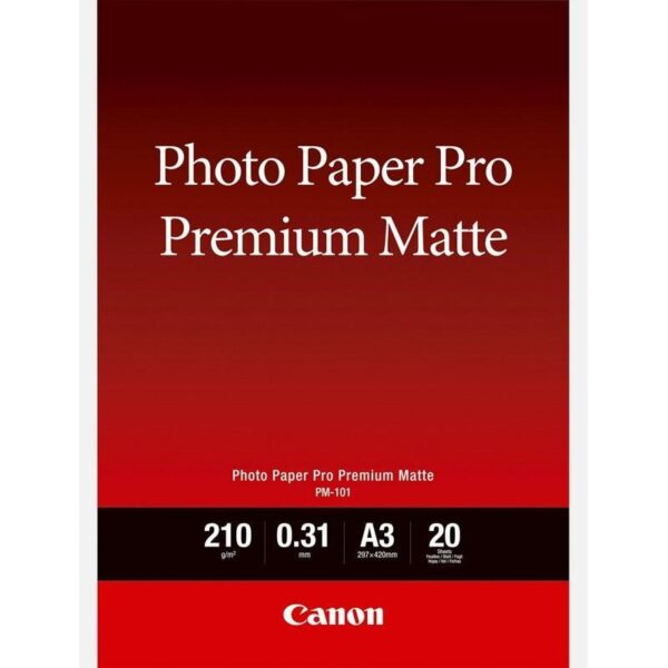 Canon Photo Paper Premium Matte PM101 - A3- 20L, BS8657B006AA