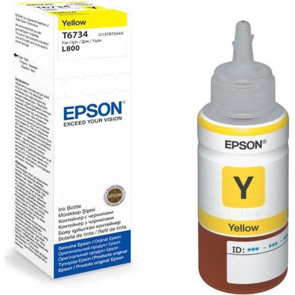 Tinta Epson T6734 L800 yellow ecotank C13T67344A 70ml, C13T67344A