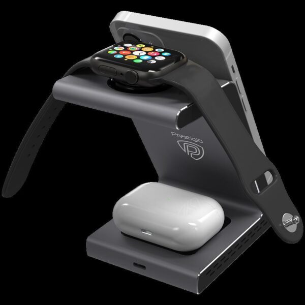 Prestigio ReVolt A8, 3-in-1 wireless charging station for iPhone, Apple Watch, AirPods, PCS108A_SG