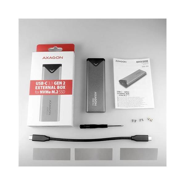 AXAGON EEM2-UG2 USB-C 3.1 Gen 2 - M.2 NVMe SSD 42-80mm box, EEM2-UG2 - Slika 3