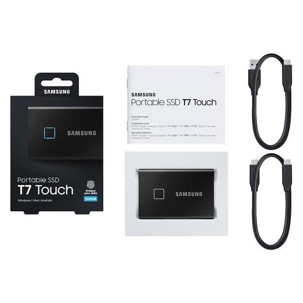 Vanjski SSD 500GB Samsung Portable T7 Touch Black USB 3.2, MU-PC500K/WW
