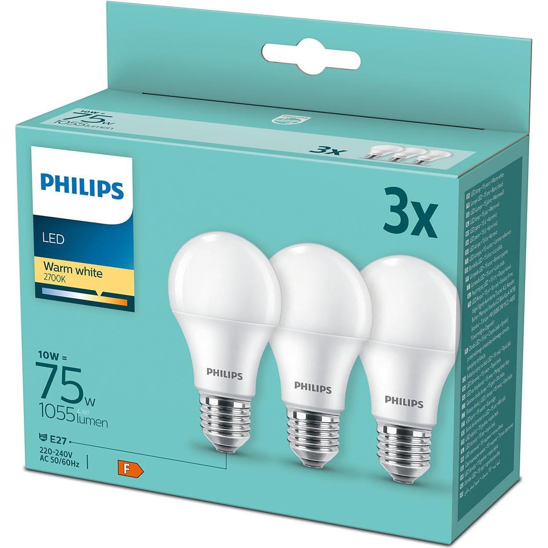 Philips LED žarulja, E27, A60, topla, 10W, mat. 3x, 929002306503