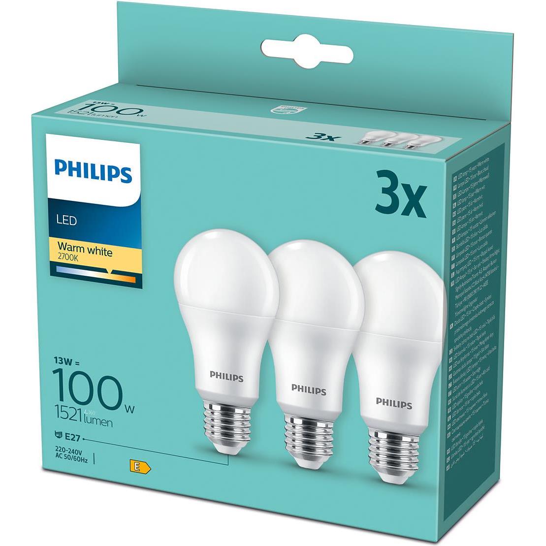 Philips LED žarulja, E27, A60, topla, 13W, mat. 3x, 929002306803