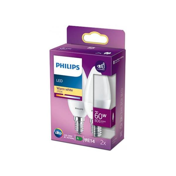 Philips LED žarulja, E14, B38, topla, 7W, mat, 2x, 929001325132 - Slika 2