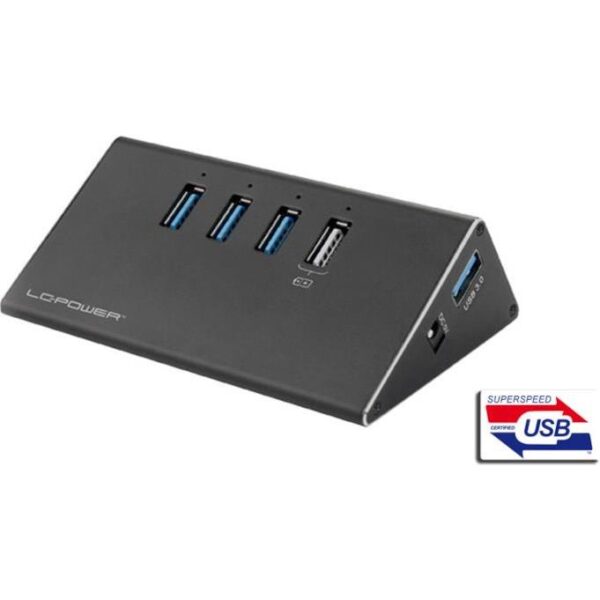 LC-Power 4x USB 3.0 hub + strujni adapt, LC-HUB-ALU-2B-4