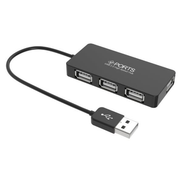 Asonic HUB 4port, USB2.0, crni, N-UH445