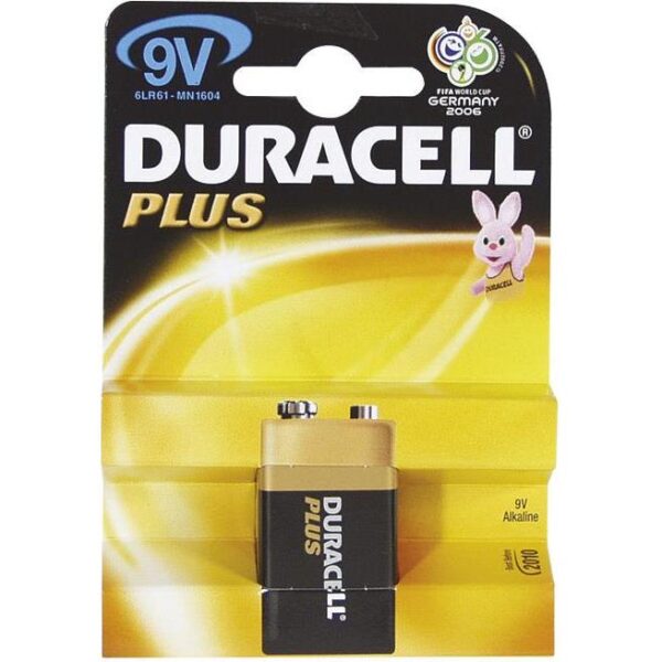 Baterija alkalna 9V Basic Duracell 6LR61 blister, 000010350