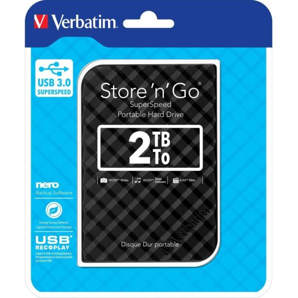 Externi hard disk Verbatim #53195 Store'n'Go 2.5" 2TB USB 3.0 Gen2 black, 53195