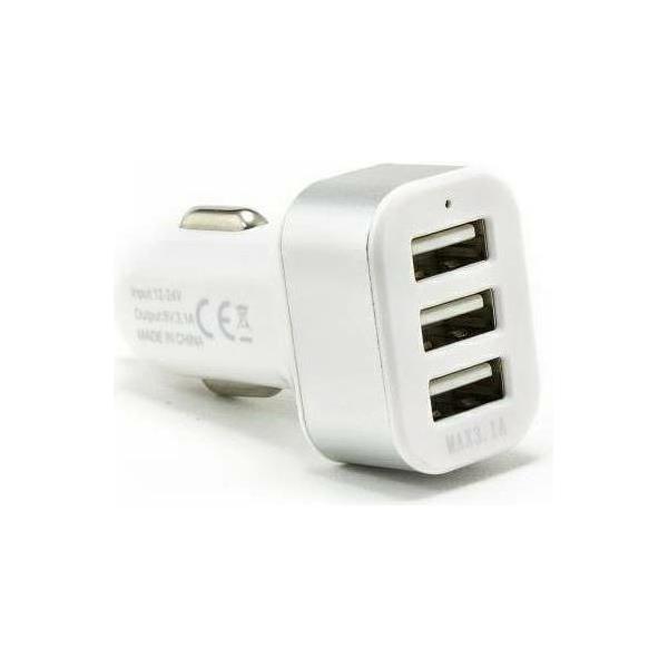 SBOX auto punjač, 3 ulaza, 3.1A, bijeli, CC-331W