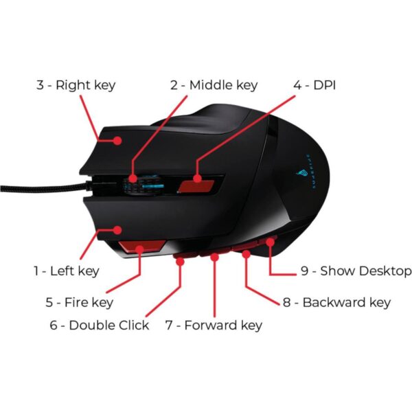 Miš SureFire Eagle Claw Gaming 9-Button, 3200dpi, RGB, #48817 - Slika 3