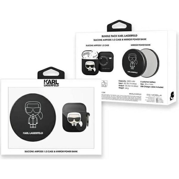 KARL LAGERFELD set Power Bank 2000mAh + AirPods Pro case Ikonik KLBPPBOAPK, 3700740491553 - Slika 2