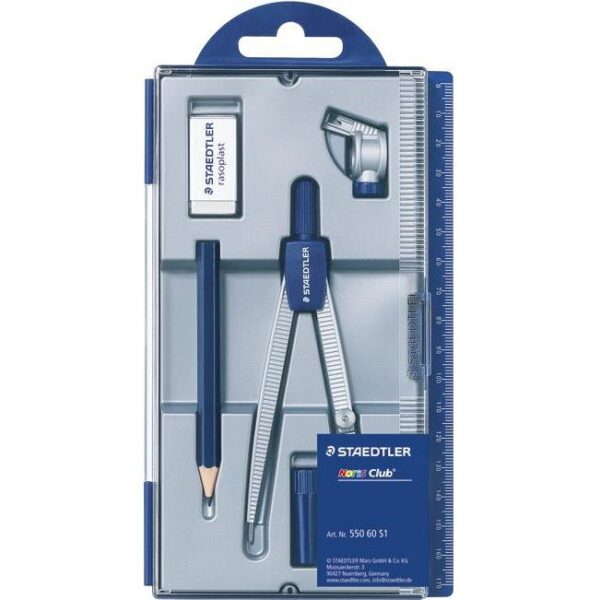 Šestar školski 550 60+gumica+grafitna olovka Staedtler 550 60 S1 blister, 000038835