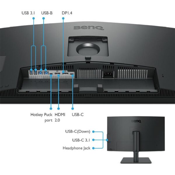 Monitor LED 27" BenQ PD2705U, 3840x2160 UHD, IPS, 5ms, 60Hz, HDMI, DP, USB 3.2x3, USB-C 65W, sRGB, Rec.709, HDR10, HAS, Pivot, Swivel, FreeSync, 9H.LKDLA.TBE - Slika 6