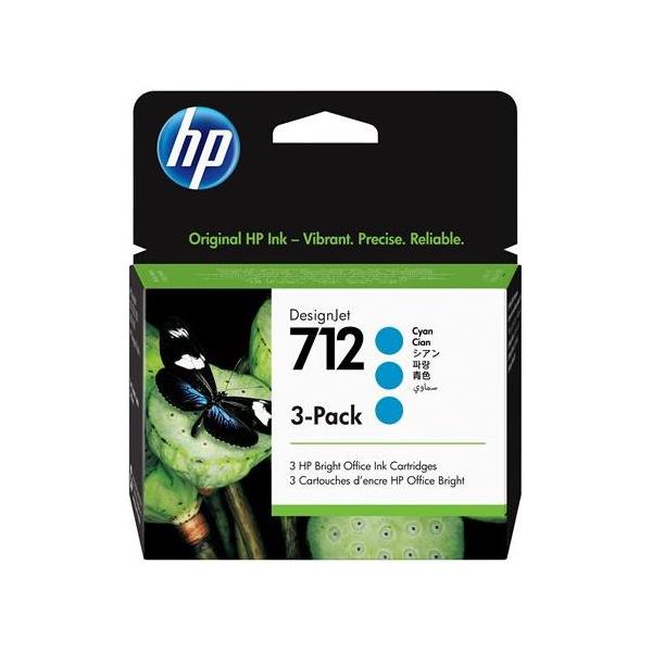 HP 712 3-Pack 29-ml Cyan DesignJet Ink, 3ED77A