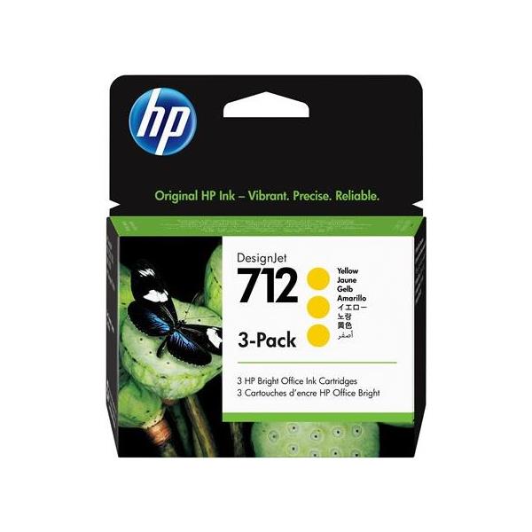 HP 712 3-Pack 29-ml Yellow DesignJet Ink, 3ED79A
