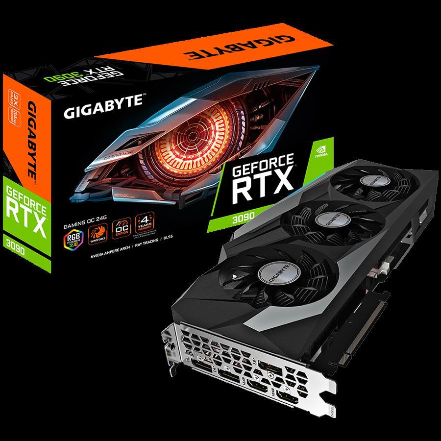 GIGABYTE Video Card NVidia GeForce RTX 3090 GAMING OC 24Gb GDDR6X 384 bit 1755 MHz, WINDFORCE 3X DP x3, HDMI x2, GV-N3090GAMING OC-24GD