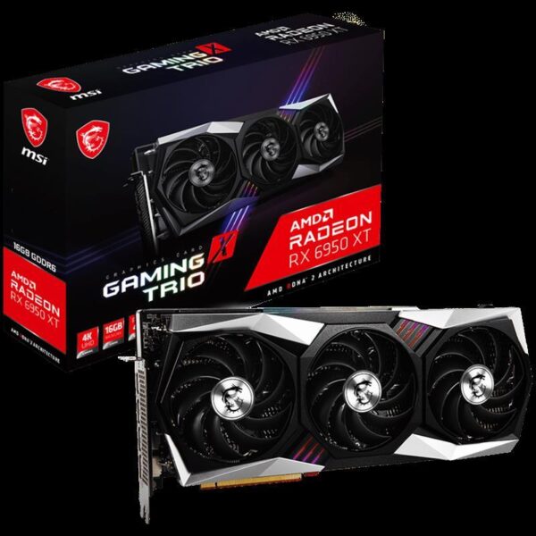 MSI Video Card AMD Radeon RX 6950 XT GAMING X TRIO 16G (16GB GDDR5/256bit, PCI-E Gen4, TORX FAN 4.0, 3x DP 1.4a, 1x HDMI, 3x 8-pin, 340W,. ATX, Retail)