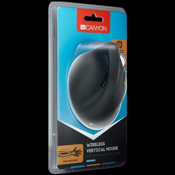 CANYON MW-16 wireless Vertical mouse, USB2.4GHz, Optical Technology, 6 number of buttons, USB 2.0, resolution: 800/1200/1600 DPI, black, size: 86*115*71mm,90g - Slika 3