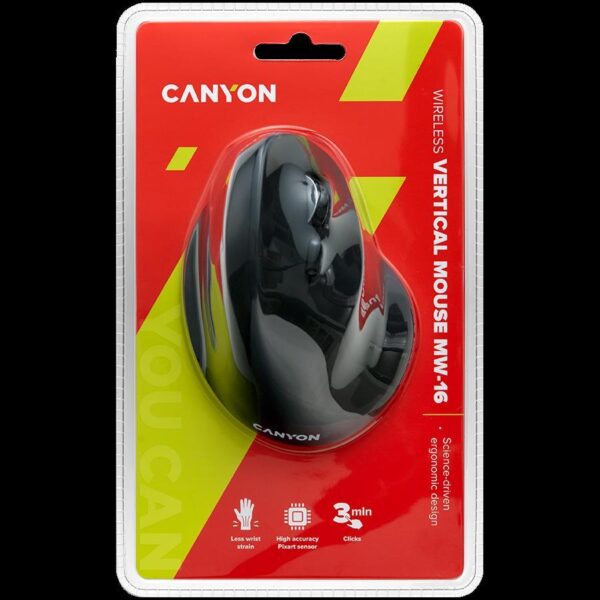 CANYON MW-16 wireless Vertical mouse, USB2.4GHz, Optical Technology, 6 number of buttons, USB 2.0, resolution: 800/1200/1600 DPI, black, size: 86*115*71mm,90g - Slika 6