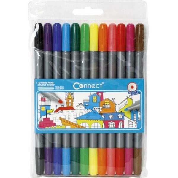 Flomaster školski 12boja obostrani Connect blister, 000018684