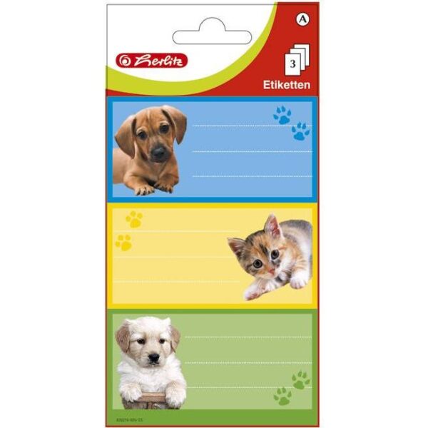 Etikete školske papir psi/mačke Herlitz 830216 blister