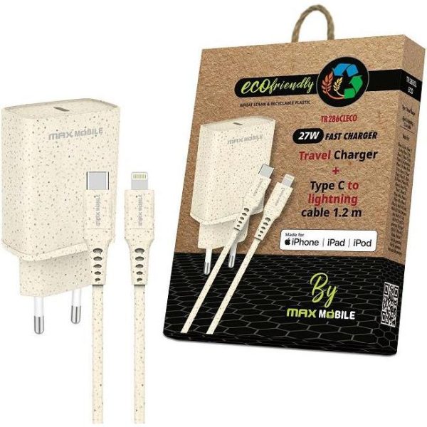 MAXMOBILE KUĆNI PUNJAČ PD FAST CHARGE SET 2U1 TYPE C+KABEL MFI Apple TR286CL ECO