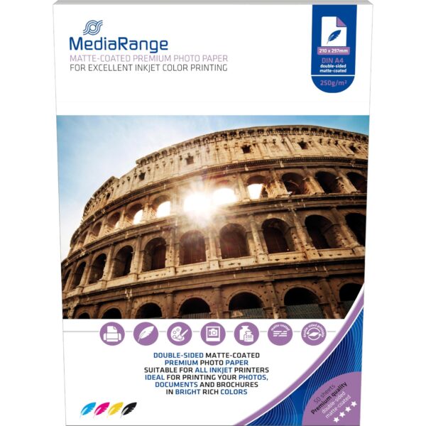 MediaRange FOTO PAPIR A4 50kom 250g MAT DUAL, za InkJet pisače, MRINK112