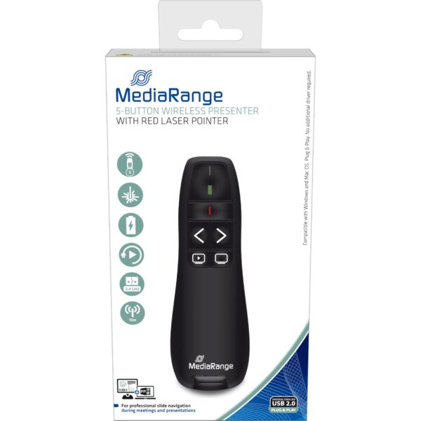 MediaRange PREZENTER S 5 TIPKI I CRVENIM LASER POKAZIVAČEM, MROS220
