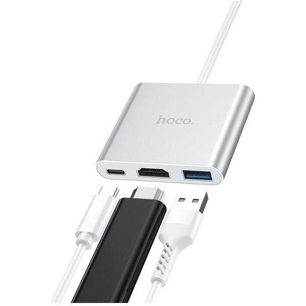 HOCO Adapter - HB14 USB-C to USB3.0 + HDMI + PD silver, 2925 - Slika 2