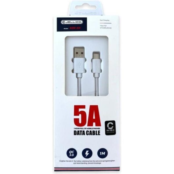 JELLICO USB Cable - KDS-50 5A, QC 3.0, USB-C, 1.2M white, 3653