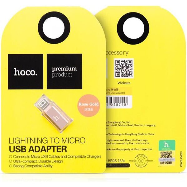 HOCO Adaper - lightning to micro USB rose gold, 61138