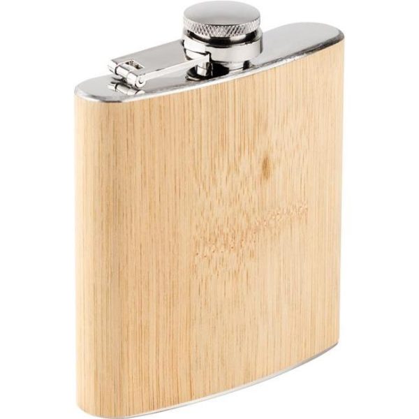 Pljoska metalna presvučena bambusom 175ml natur