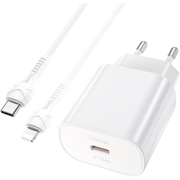 HOCO kućni punjač N22 25W PD SUPER FAST USB-C + cable USB-C na USB-C, bijeli, 4706 - Slika 2